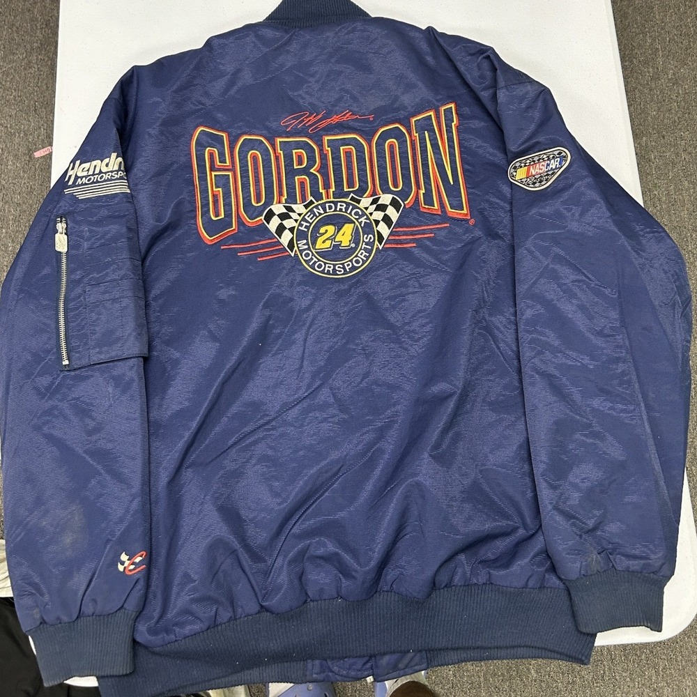 Chase Authentics Racing Jacket Mens XL Blue Jeff Gordon 24 DuPont NASCAR Bomber